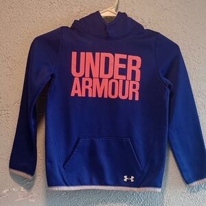 Under Armour Kids Royal Blue Hoodie with Pink Logo